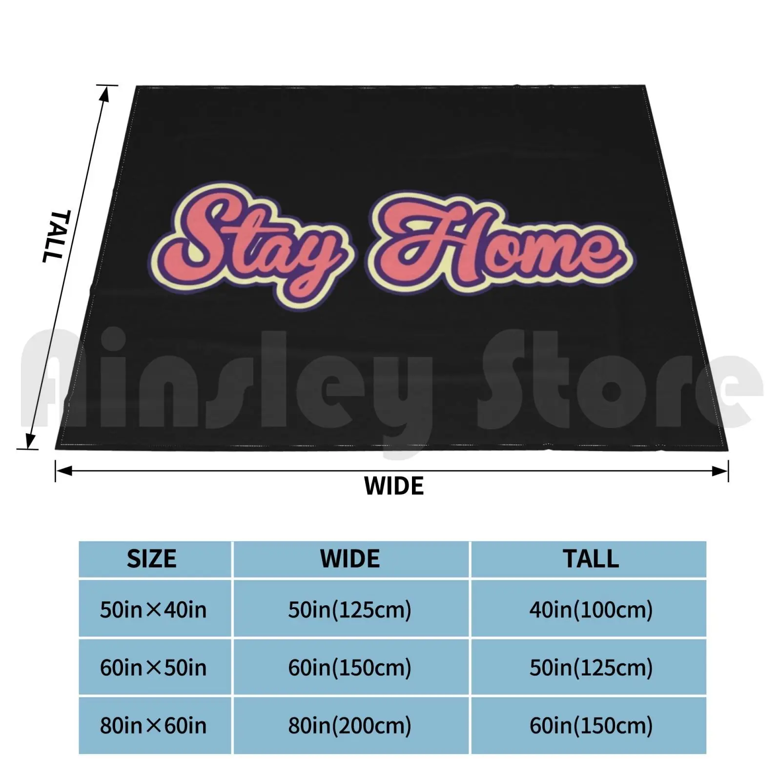 ? Stay Home Blanket For Sofa Bed Travel Stay At Home Stay Home House Quarantine 2021 Lettering Typography Pink