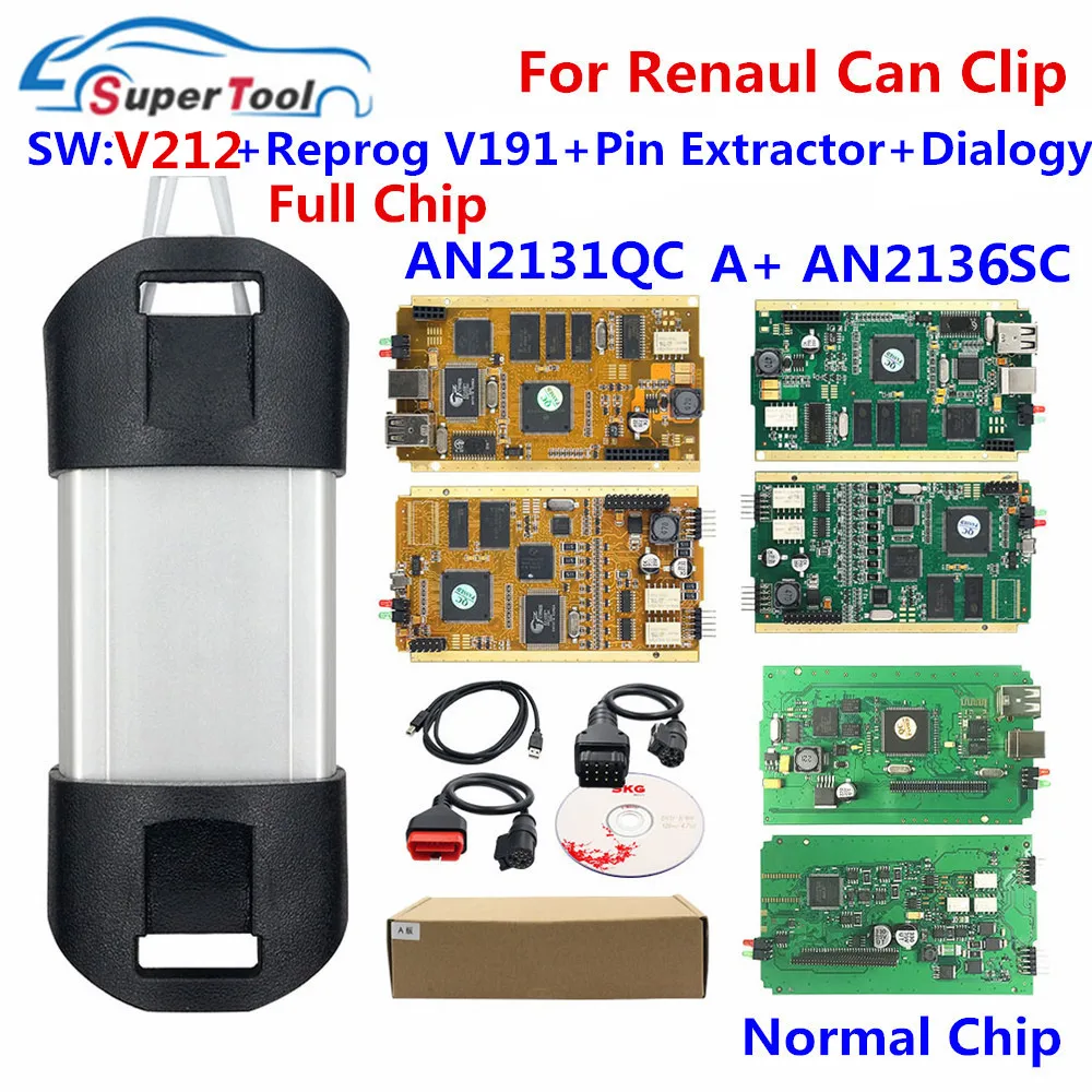 For Renault Can Clip V212+ Reprog V191 Auto Diagnostic Interface CYPESS AN2131QC AN2135SC Full Chip For Can Clip Car 1998-2017