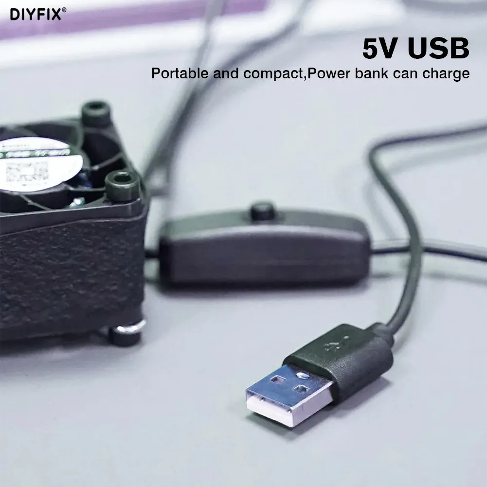 DIYFIX 5 فولت USB المدخلات شحن جهاز صغير بسرعة عالية التبريد و مروحة العادم للهاتف المحمول اللوحة الأم لحام أداة إصلاح