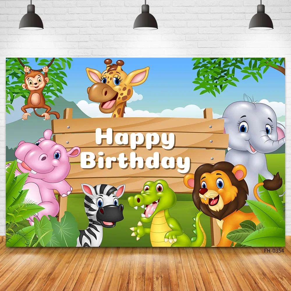 Custom Name Jungle Forest Wild Animal Safari Party Decoration Backdrop Newborn Baby Shower Child Birthday Photography Background