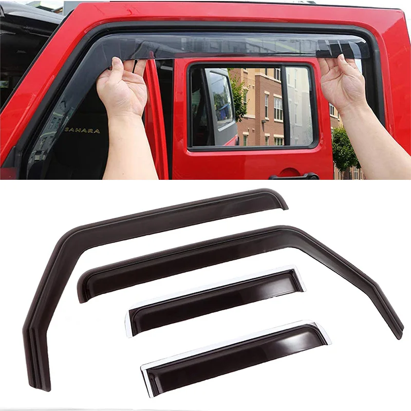 1Set Window Sun Visor Wind Rain Shield Deflector For Jeep Wrangler JK 2007-2017 JL 2018-2023+ Car Accessories Decoration