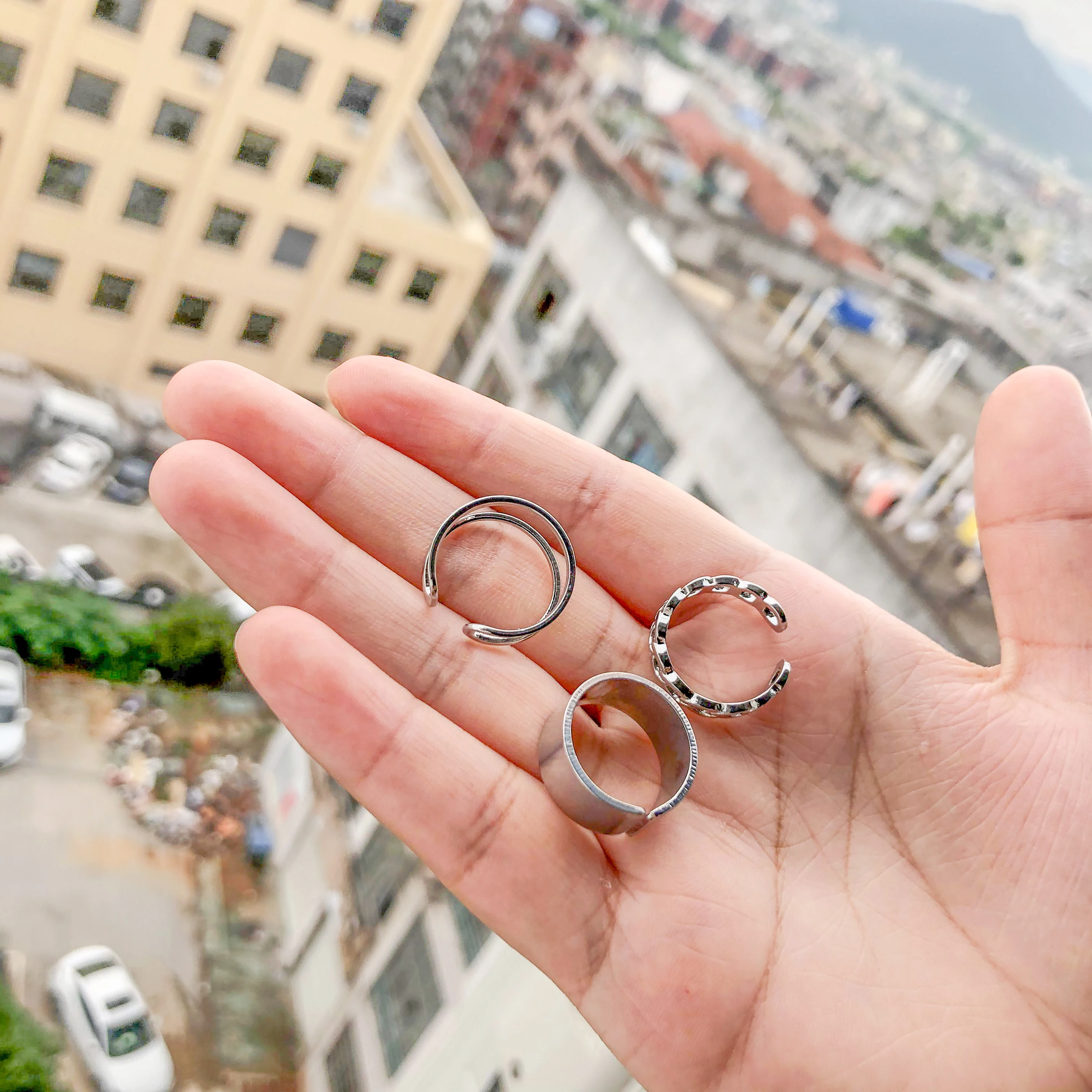 Original Design Silver Color Round Hollow Geometric Rings Set For Women Fashion Hip Hop Punk Open Ring Joint Ring Female Jewelry