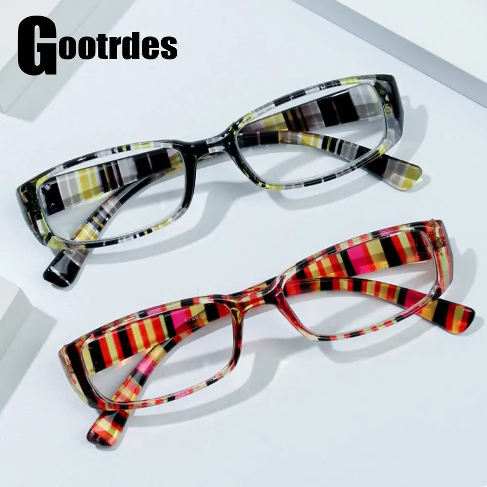 

Fashion Retro Strip Print Reading Glasses Women Men Presbyopic Lens Glasses Vision Care Eyewear Diopter Eyeglasses +1.00~+4.00