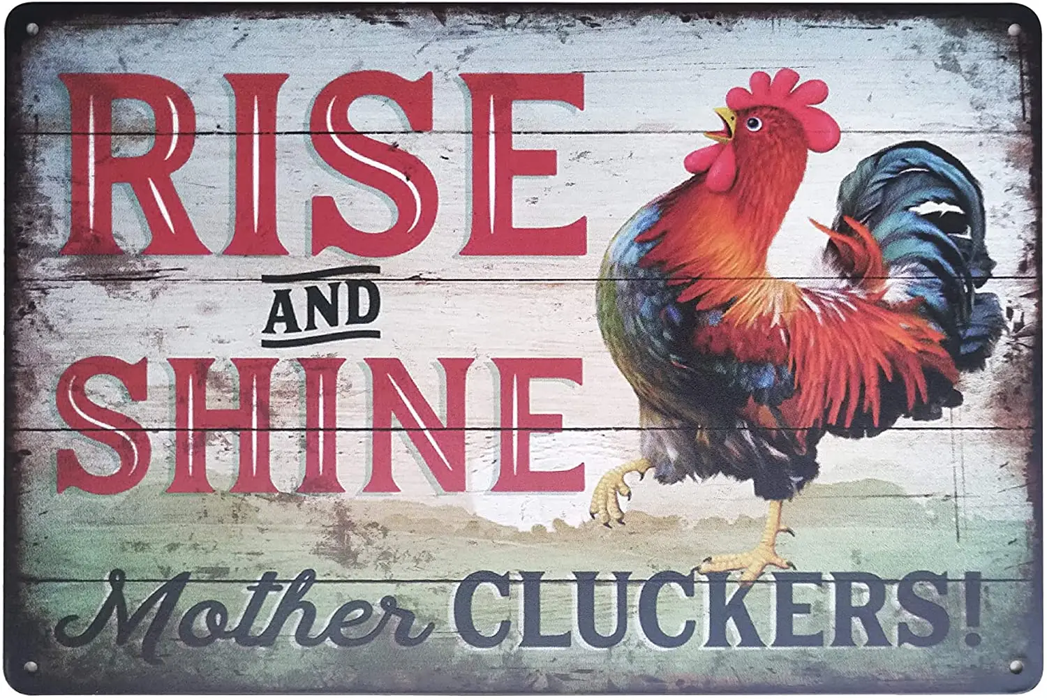 

FSTIKO Rise and Shine Mother Cluckers Funny Chicken Signs Retro Vintage Metal Tin Sign Farm Kitchen Decorative Farmhouse Country