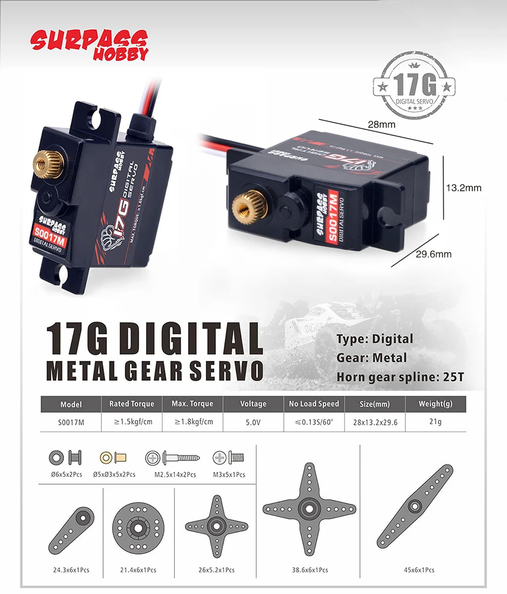 Servo RC 1/10 High Speed Metal Gears Mini Servomotor 9g 15kg 20kg 25kg 30kg Servo  for RC 1/8  1/12 1/10 RC Car