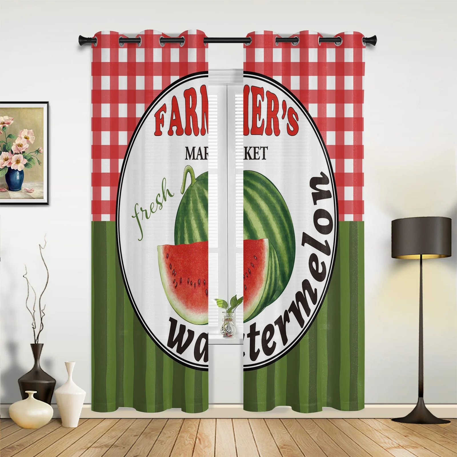 Summer Watermelon Fruit Large Curtains For Living Room Window Curtain Bedroom Kitchen Balcony Gazebo Curtain Room Divider