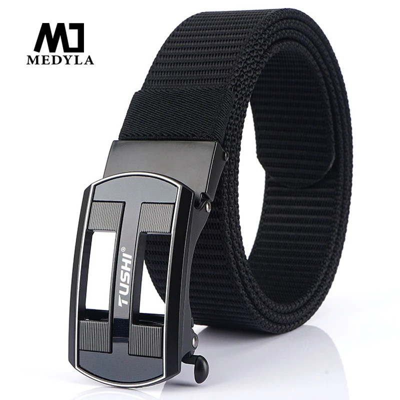 

Medyla Men's Belt Fashion Automatic Buckle Nylon Belt High Quality Jeans Toothless Youth Casual Canvas Belt Dropshipping BLL054