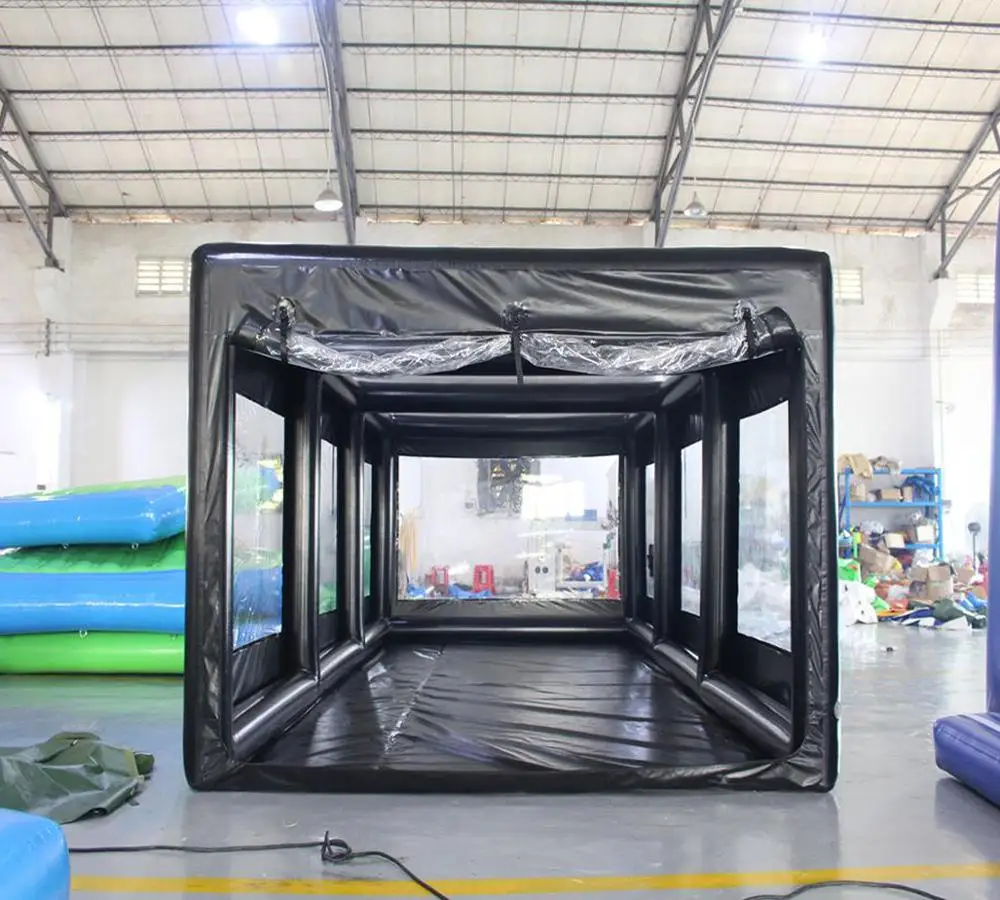 High quality PVC Inflatable black Spray Paint Booth Tent For Car Care And Cleaning mobile shop cover, no continuous inflation