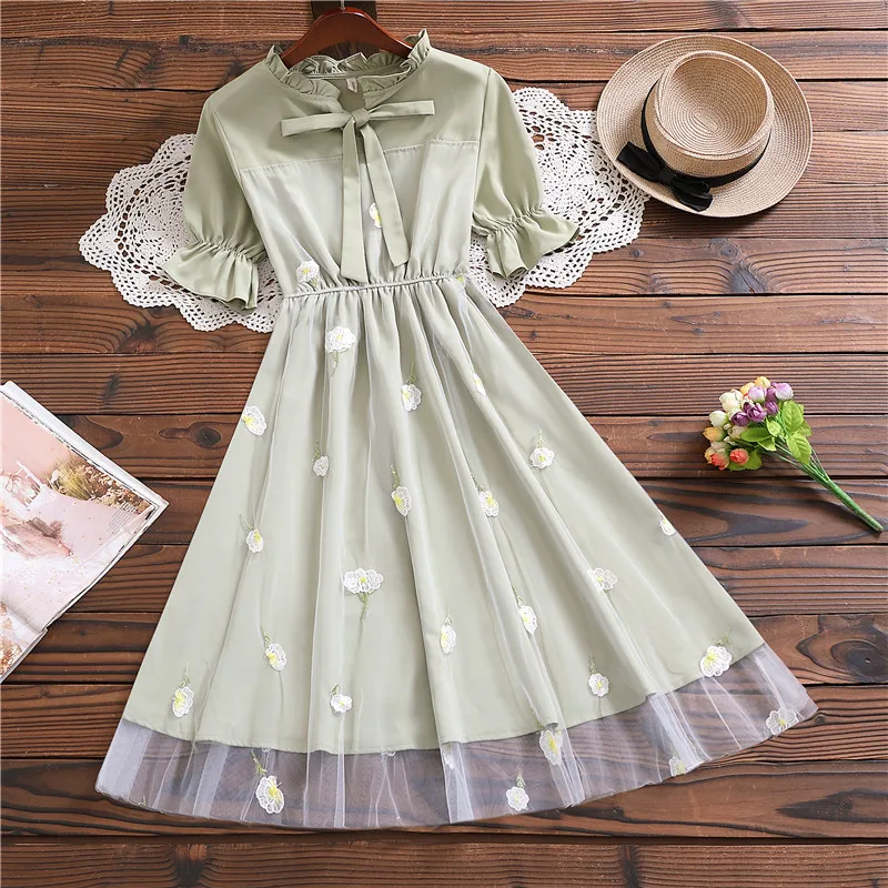 Mori girl cute sweet dress girl summer fashion short sleeve vestidos