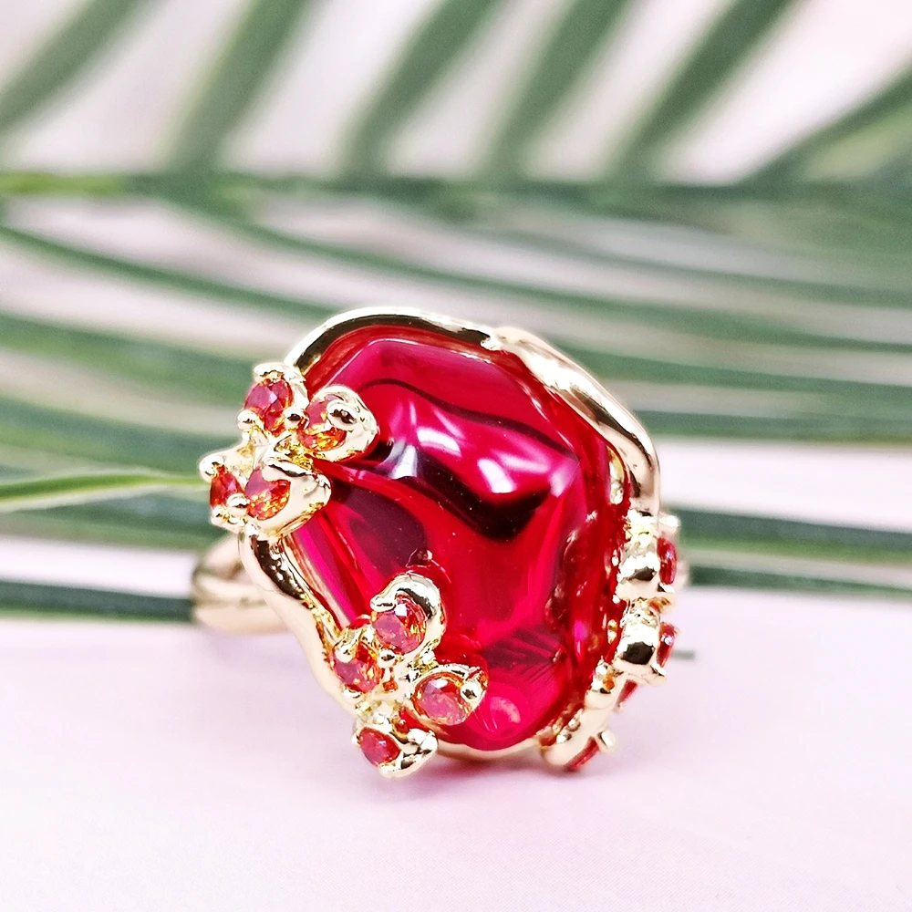 DreamCarnival1989 New Red Opal Rings for Women Lovely Cute Fashion Jewelry Wedding Party Valentine Gift Hot Wholesale WA11612RD