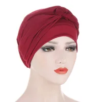 Femmes dame musulman tresse tête Turban enveloppement couverture Cancer chimio islamique arabe casquette chapeau perte de cheveux Bonnet bonnets 4