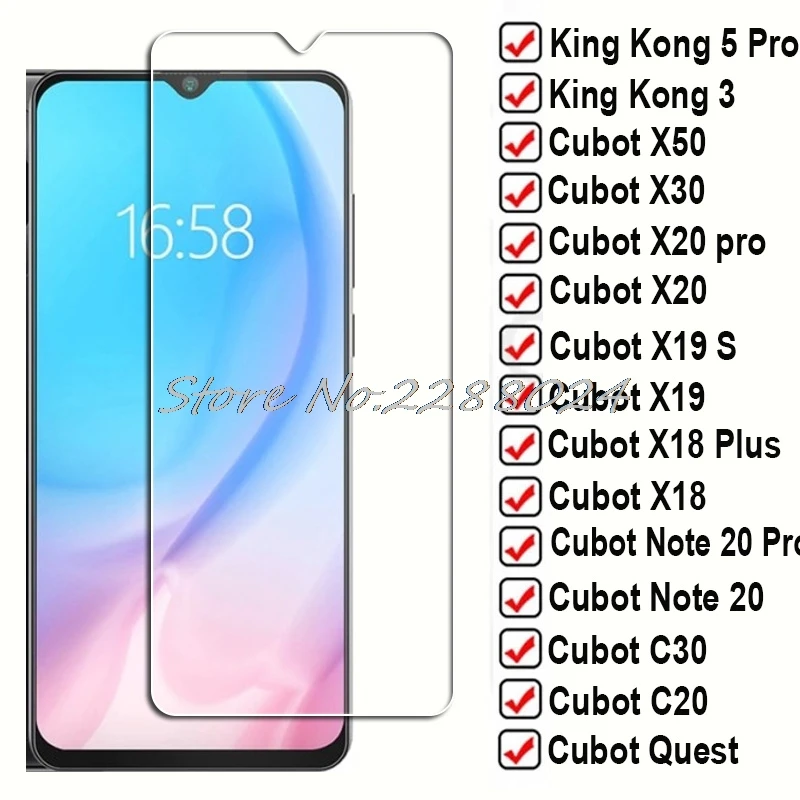 Tempered Glass For Cubot King Kong 5 Pro 3 X50 X30 X20 X19 S X18 Plus C30 C20 Note 20 7 J8 J9 Quest C15 Screen Protector Film