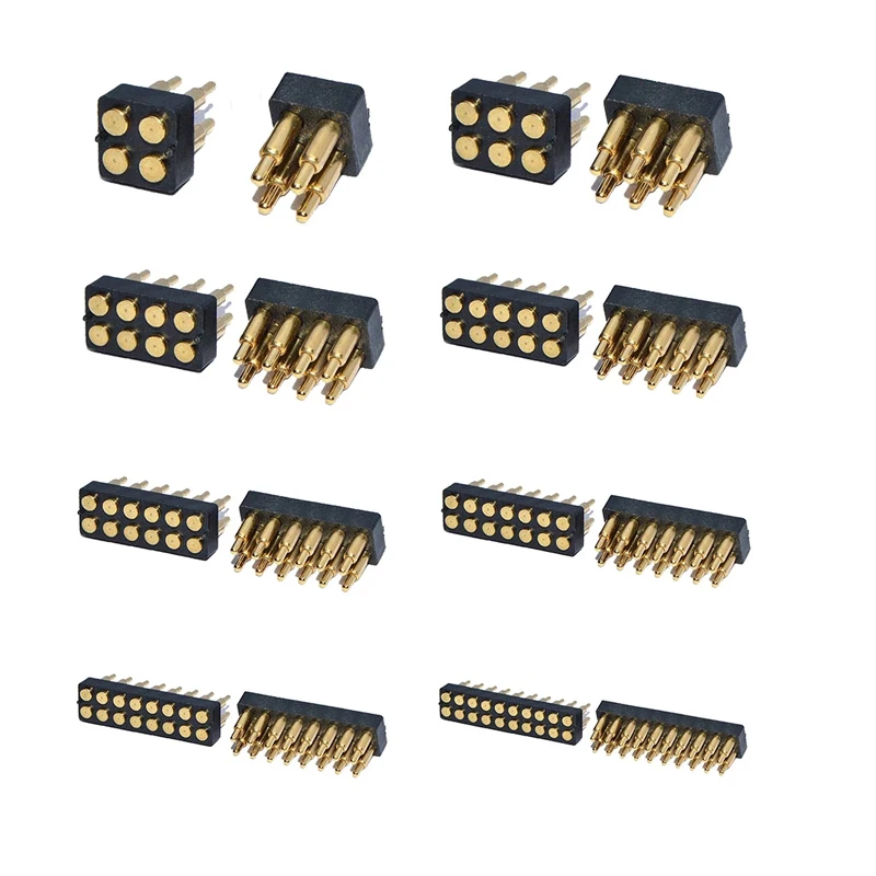 2 pcs Male Spring Loaded Pogo Pin Connector  4 6 8 10 12 14 16 20 Pin Dual Row Surface Mount SMT DIP Height 7.0mm Pitch 2.54 mm