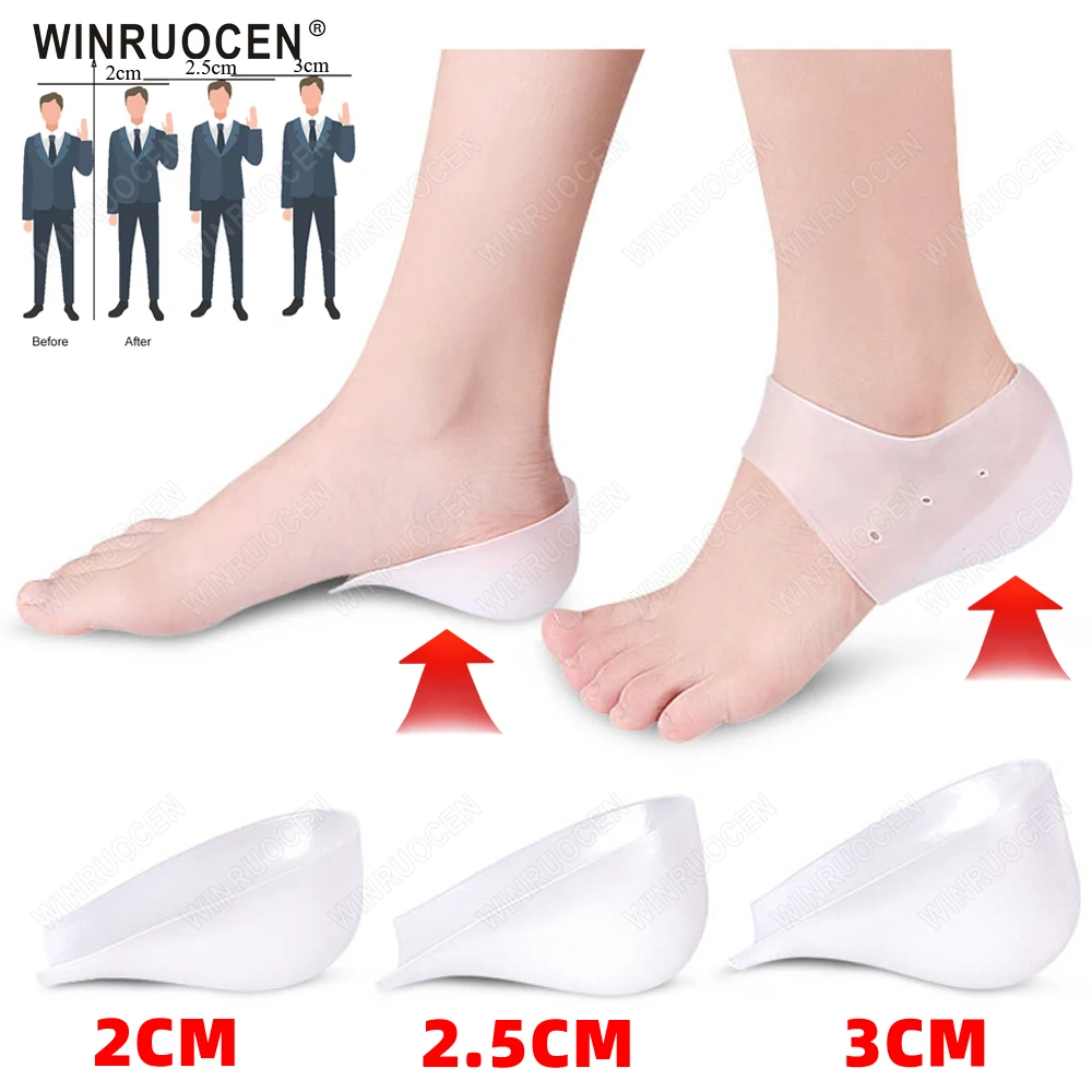 Silicone Invisible Inner Height Insoles Lifting Increase Socks Outdoor Foot Protection Pad Men Women Heel Cushion Hidden Insole