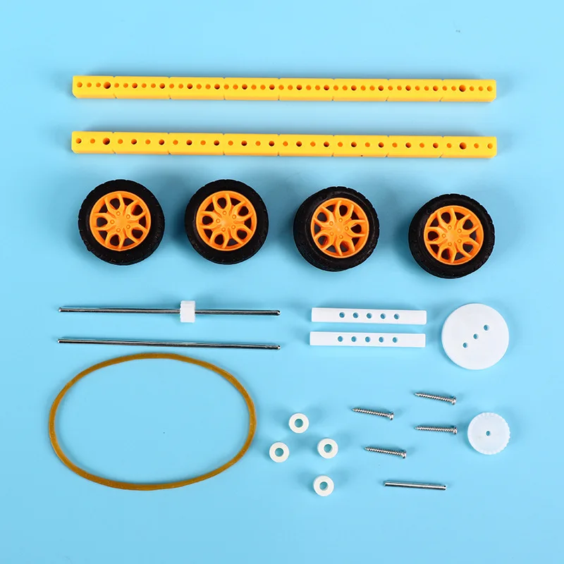 Nieuwe Diy Houten Pull Back Auto Speelgoed Kleine Productie Model Rubber Band Pull Back Auto Speelgoed Diy Materialen Kit