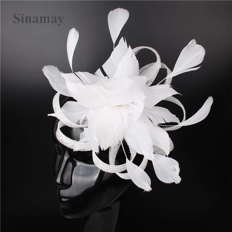 Fashion Fancy Feather Flower Fascinator Hat Women Elegant Bridal Headwear Hair Clips Accessories Ladies Female Chapeau Headband