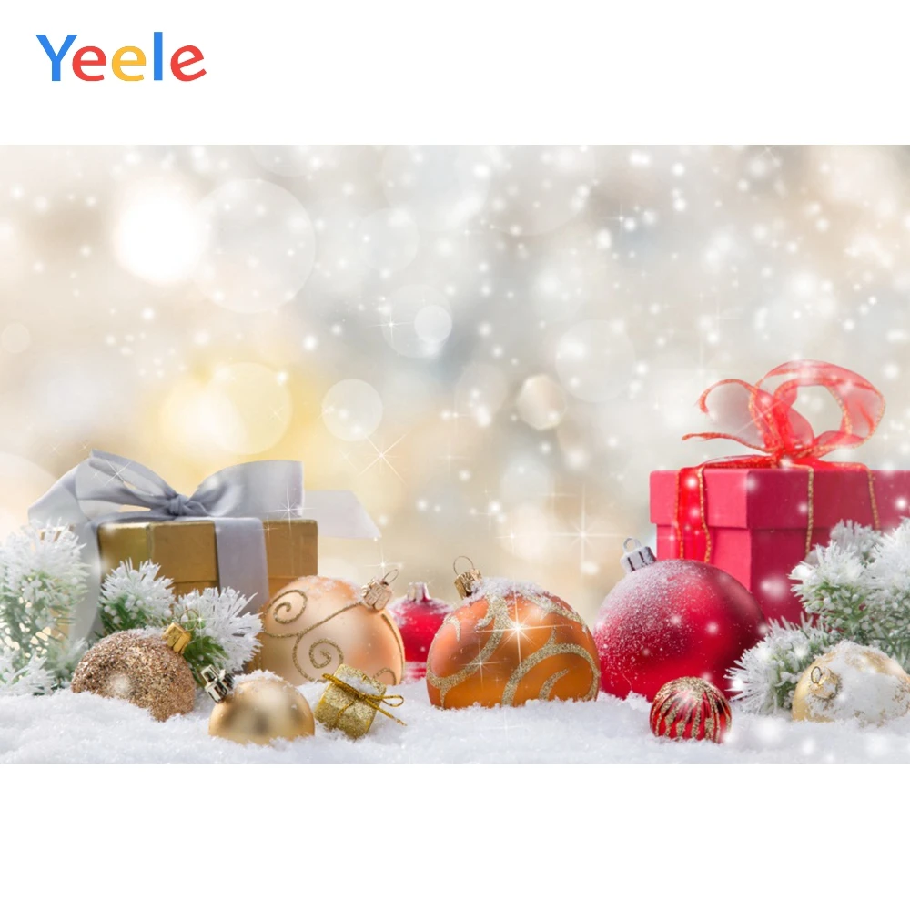 Yeele Рождественский светильник боке Фоны для фотофона с зимними снег снеговик подарок для новорожденных фон для портретной съемки фон для фо...