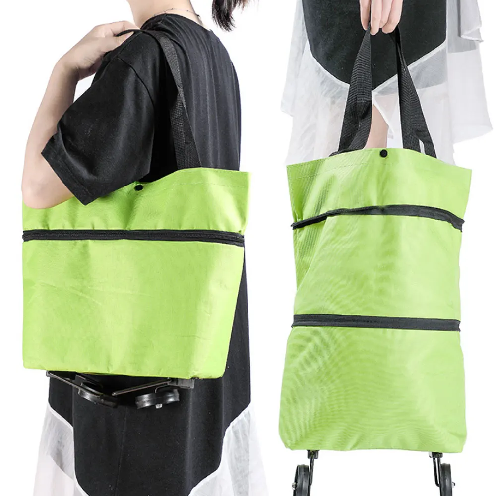 Supermarket Shopping Bag Portable Folding Bag To Buy Vegetables with Wheels Large Capacity Reusable Food Storage Bag 2021