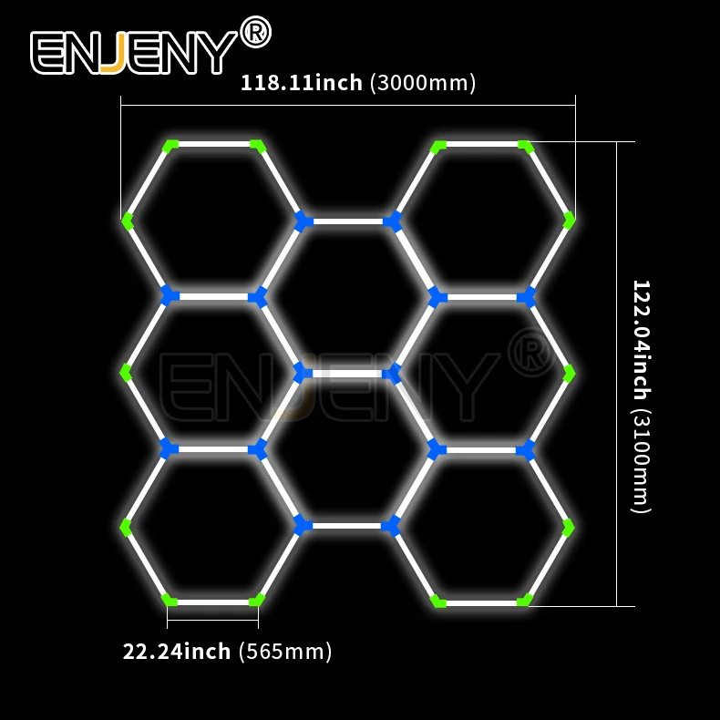 STC202 Customized Fashion Honeycomb Hexagonal LED Lights, Used for Car Wash, Car Beauty, Gym, Beauty Salon, Exhibition Hall