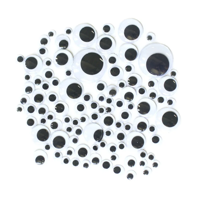 100pcs/pack 6-25mm Plastic DIY Crafts Eyes Accessories With Adhesive For Children's Toy Animal Dolls Painting Eye Decoration