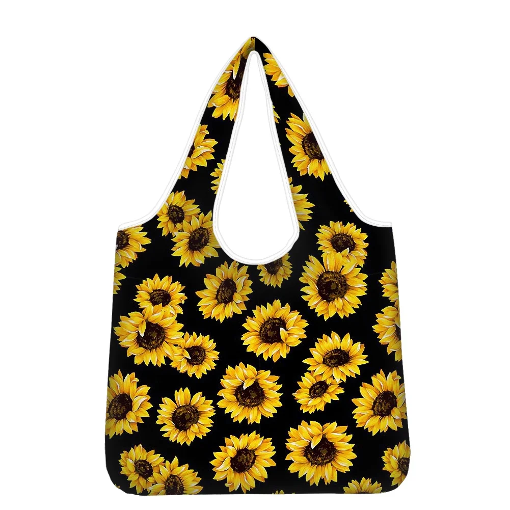 

Hycool New Shopper Bag Sunflower Black Anime Tote Bag Shopping Unisex Fashion Travel Tote Bag Pacakge Hand Bag White Beach Bag