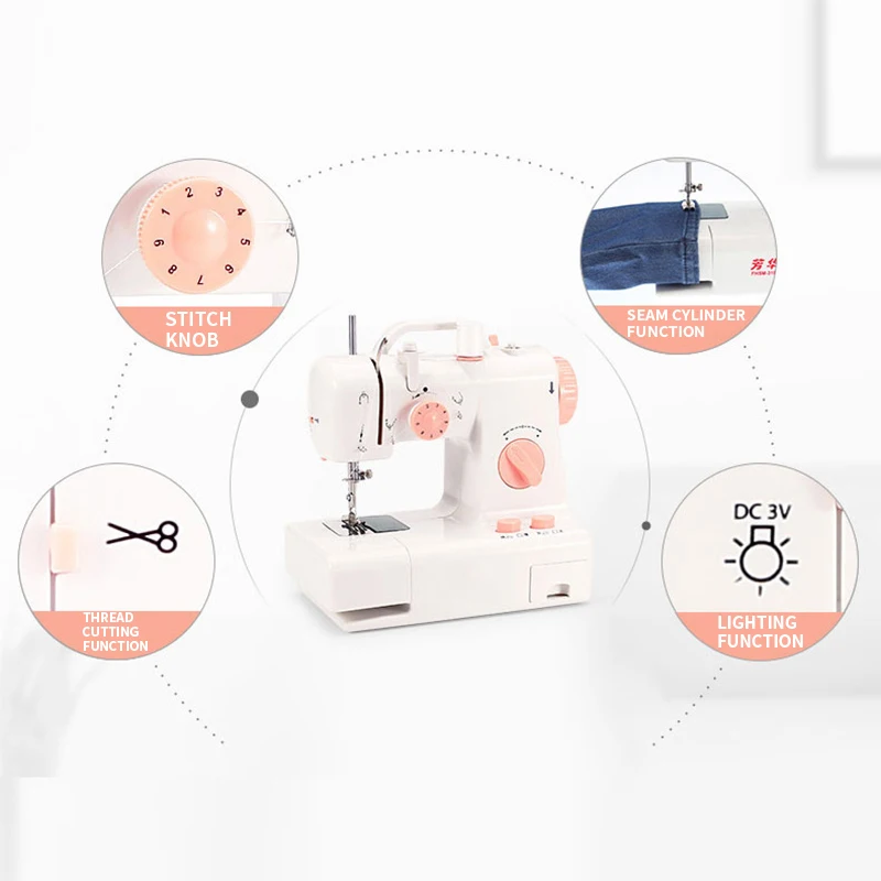 318 домашняя швейная мини-машина с двойной скоростью и двойной нитью с лампой для шитья и обратной строчкой