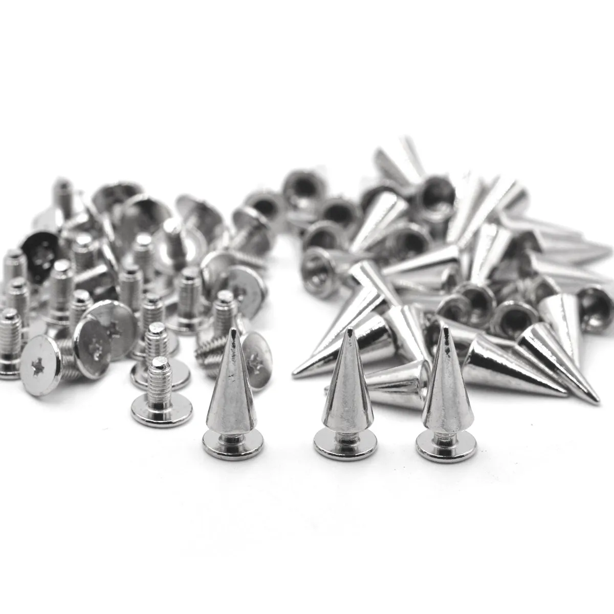 20Pcs Silber Kegel Niet Schraube Punk Stil Stud Leathercraft Spikes DIY Handwerk Liefert Kleidung Taschen Schuhe Zubehör 5.8*12mm – Detail 2