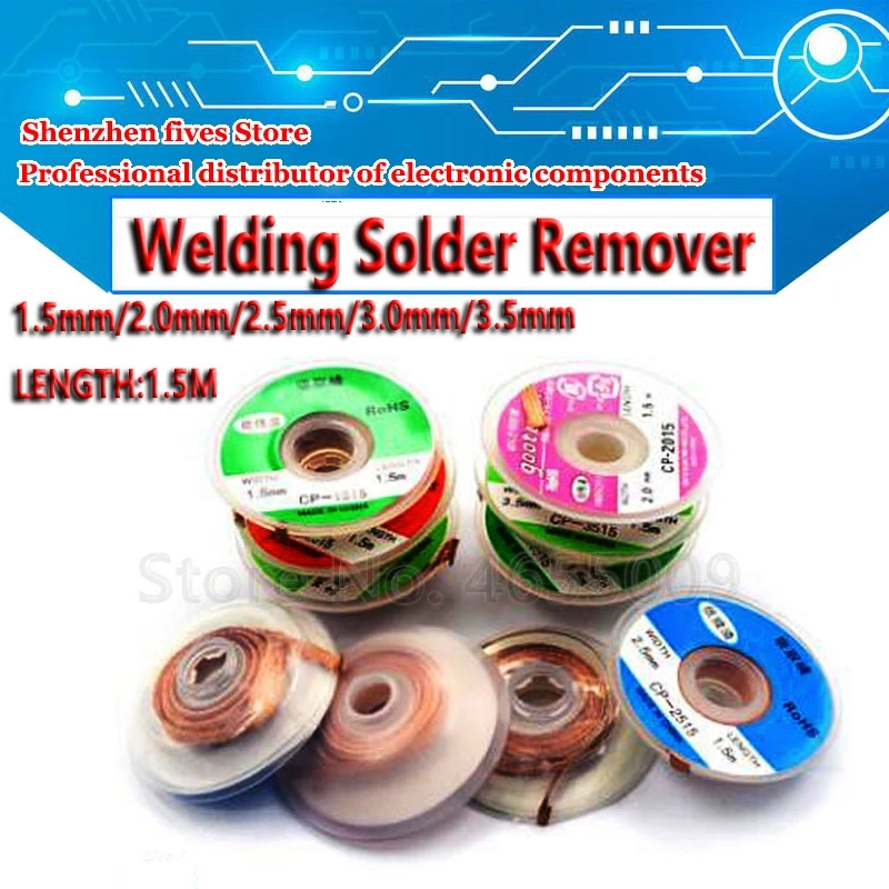 1.5mm 2mm 2.5mm 3mm 3.5mm Width 1.5M Length Desoldering Braid Welding Solder Remover Wick Wire Lead Cord Flux BGA Repair Tool