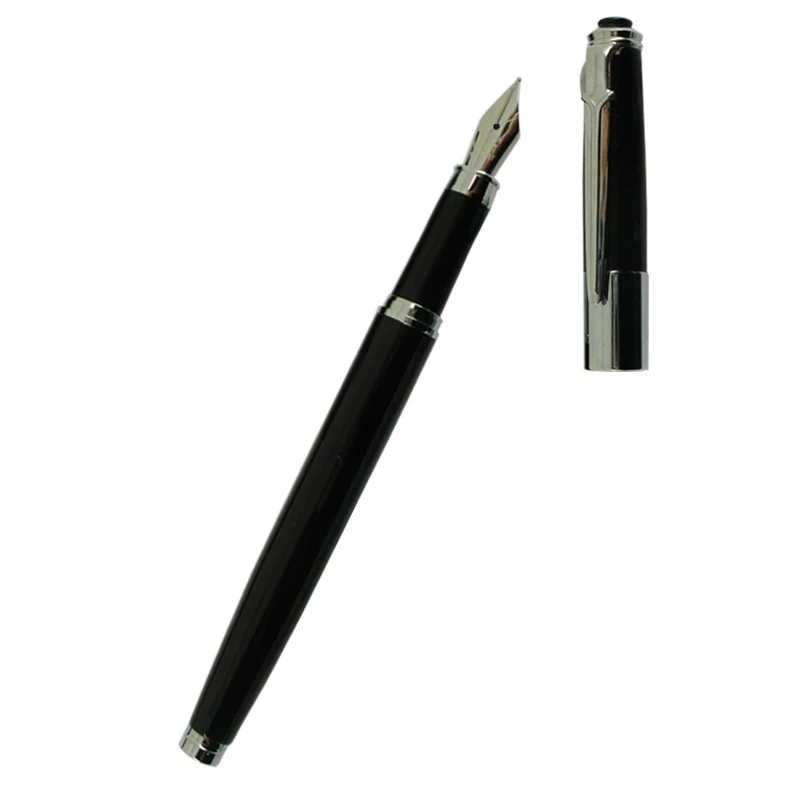 

ACMECN Hot Sale Black & White Liquid ink Pen one-off ink cartridge Office & School Writing Instrument Metal Slim Fountain Pen