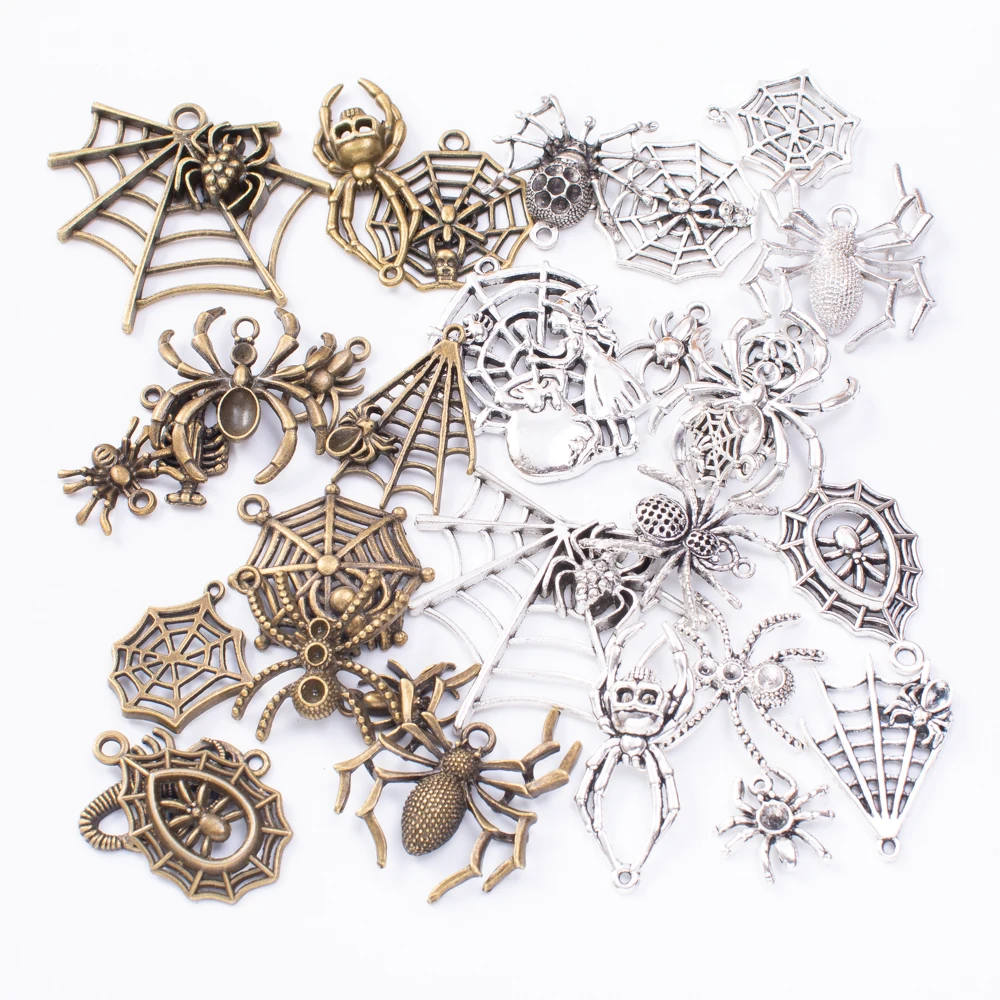 

50g hot sale metal mixed charm animal spider antique bronze bracelet necklace handmade jewelry making wholesale DIY jewelry