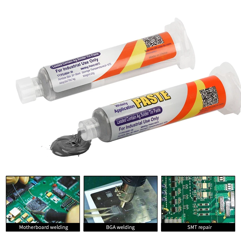 20 جرام بغا لحام القصدير لصق حقنة لحام الجريان ذوبان نقطة 183 ℃ PCB SMD لحام إصلاح أدوات إعادة العمل