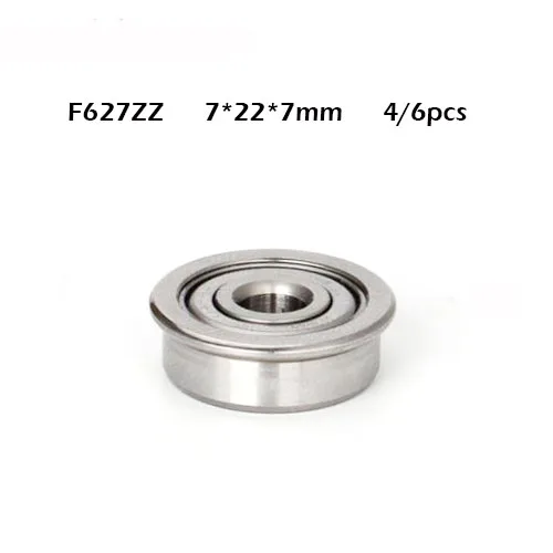 4/6PCS F627zz Flange Bearing 7x22x7 Mm F627ZZ Abec-1 Flanged RF2270HH F627 Z Zz Ball Bearings