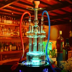 DEJAYA Gatling Acrylic Hookah Narguile Completo Shisha Pipe Set Chicha Cachimba 4 Hoses LED Light Sisha Accessories Club Party