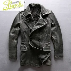 Leather Genuine Jacket Men Clothing 6XL Real Cowhide Leather Vintage Men's Windbreaker Thick Clothes Hommes Veste LXR922