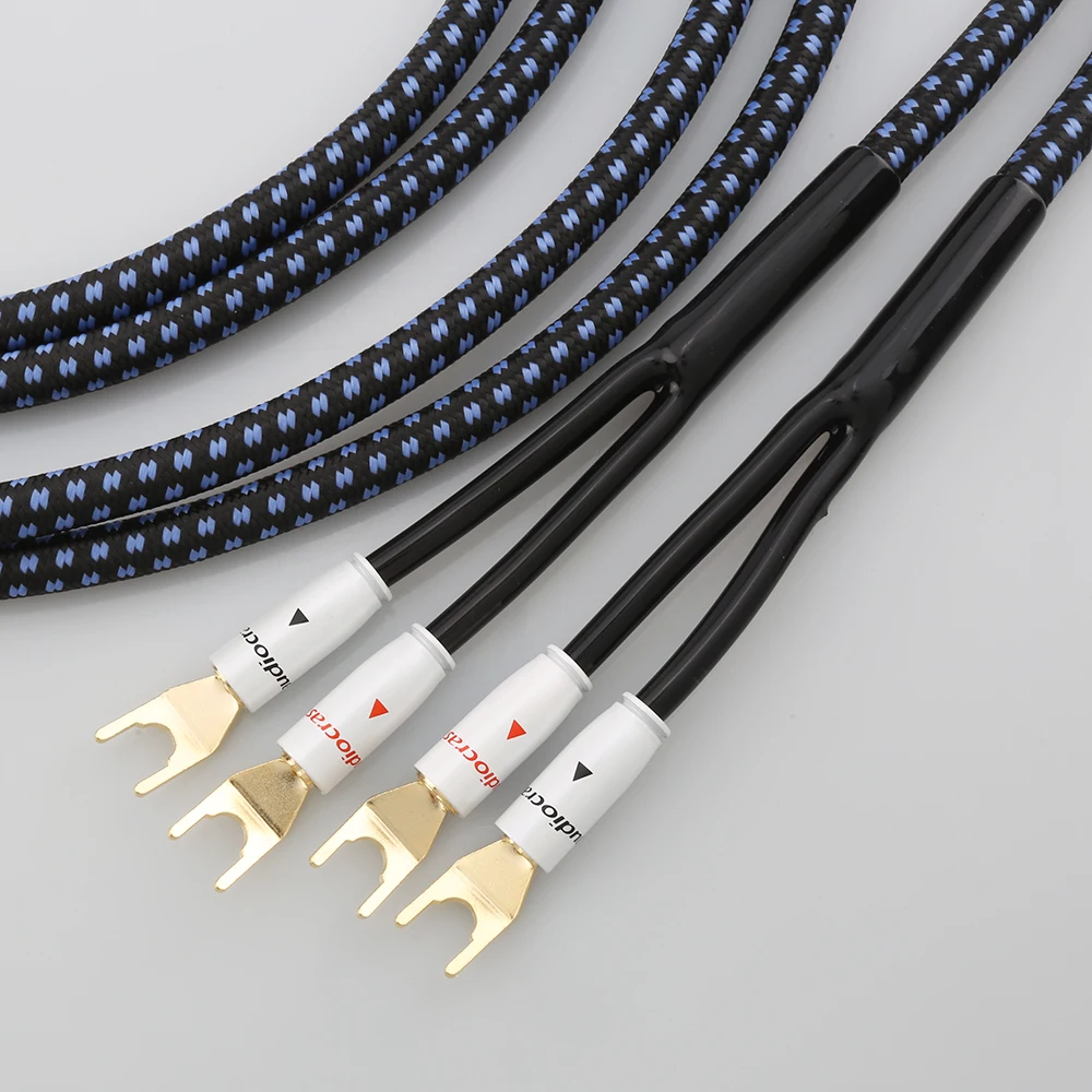 Ein Paar Audiocrast SP14 HIFI versilberte Lautsprecherkabel, hochwertiges OCC-Lautsprecherkabel für Hi-Fi-Systeme, Y-Stecker, Bananenstecker. – Detail 34