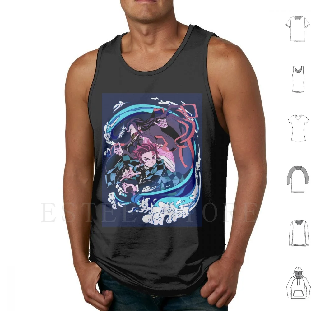 

Demon : Tanjiro And Nezuko Tank Tops Vest Sleeveless Demon Kimetsu No Yaiba Kamado Tanjiro Kamado Nezuko Nezuko Anime