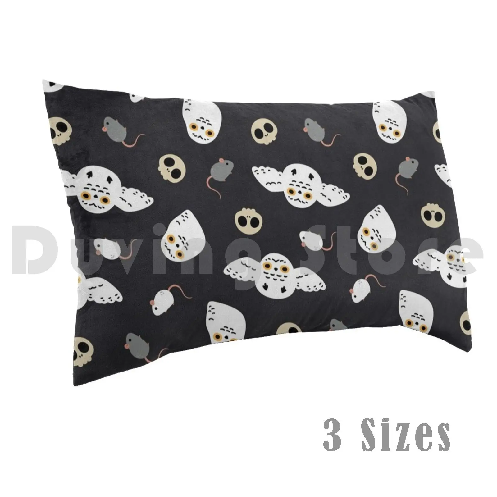 Funda de almohada con diseño de búho nevado de Halloween, estampado de 50x75, patrón de Halloween, búho nevado, calavera, ratas, ratones, albino