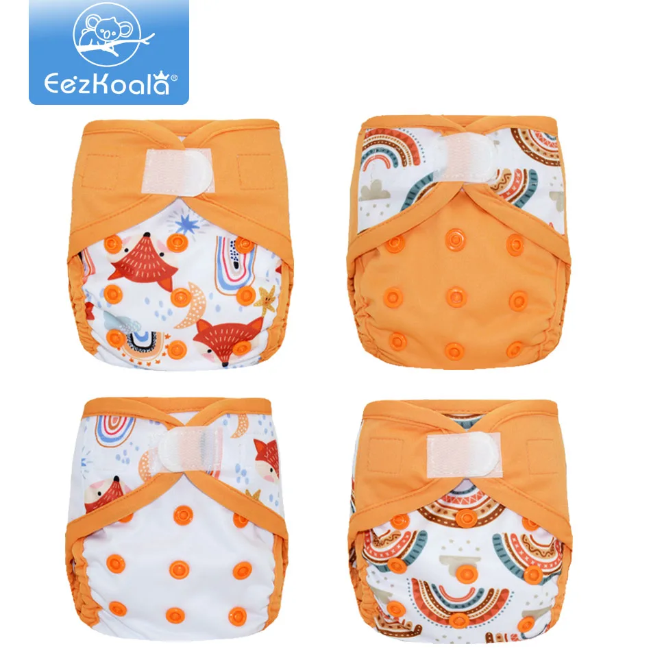 

EezKoala 4pcs/lot ECO-friendly Newborn Cloth Diaper Cover Baby Waterproof Ecological Cover Nappies Reusable Washable Adjustable