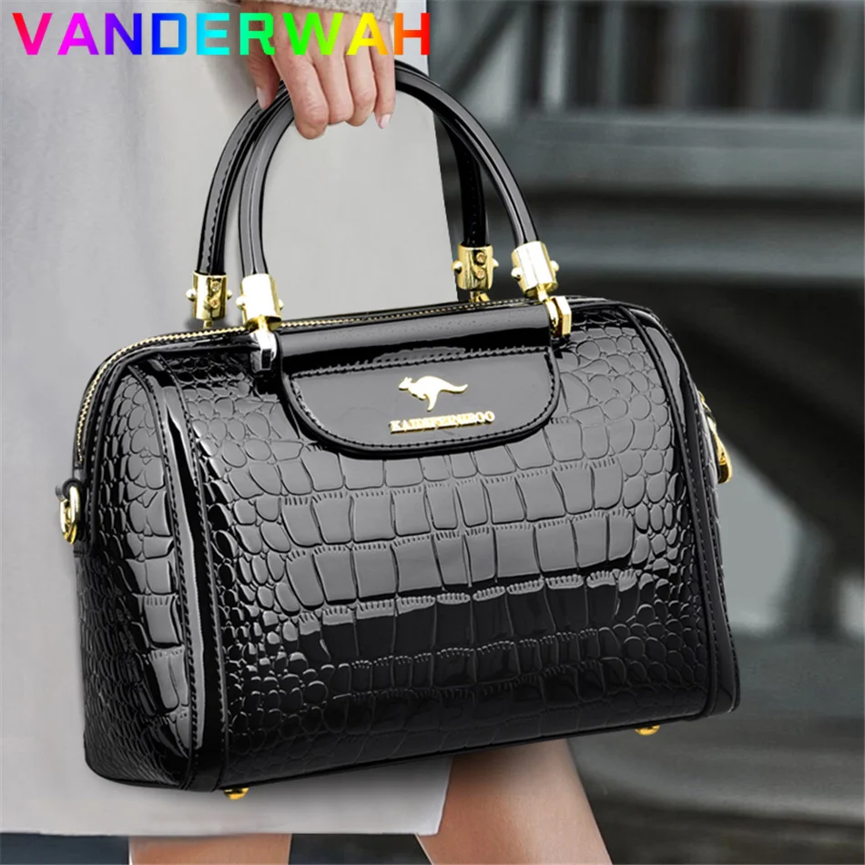 

Luxury Patent Leather Handbags for Women Designer Crocodile Pattern Women's Shoulder Crossbody Bag New Ladies Messenger Purses