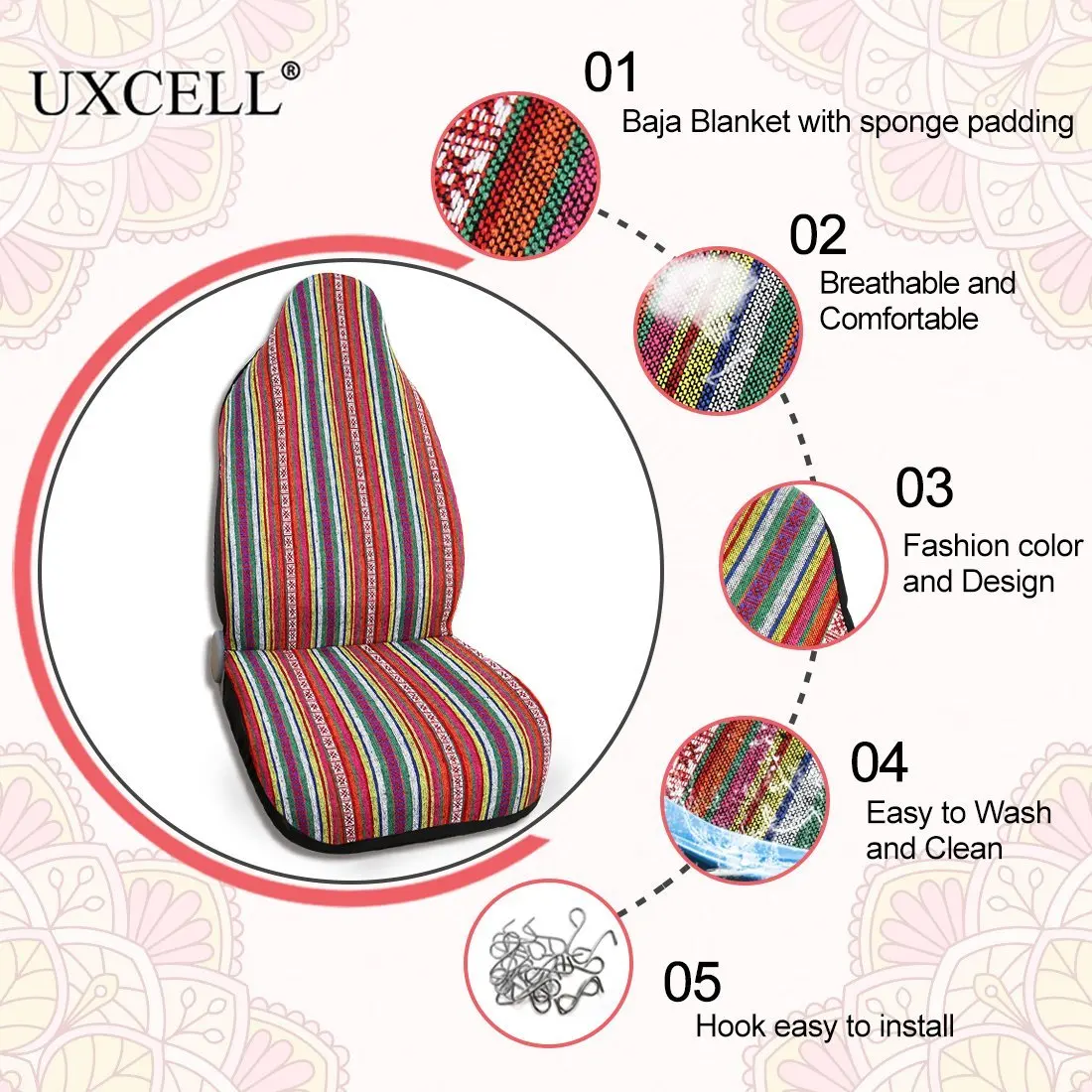 UXCELL 1 Pcs Universal Baja Blanket Bucket Seat Cover Wear Resistant Protector For Car Truck SUV Colorful Seat Decoration COVER