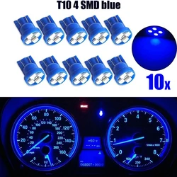 10 pz/set luce per auto T10 4SMD 1210 LED Wedge Dashboard Gauge lampadina a grappolo luce a LED blu luce di lettura per auto