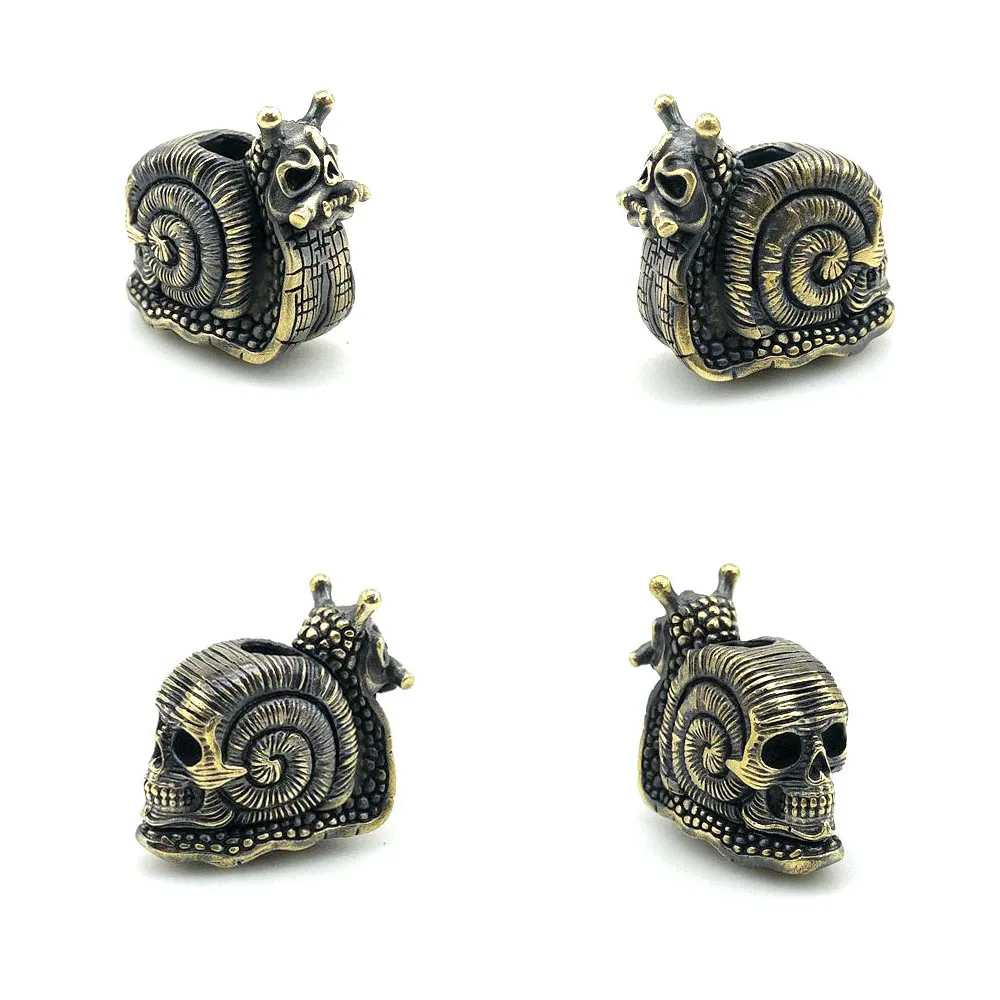 Outdoors DIY Tools EDC Brass Snail Skull Knife Beads Lanyard Pendants Key Rings Accessories