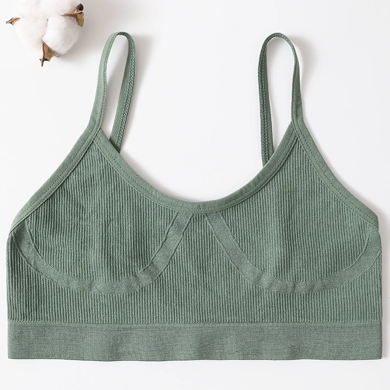 Seamless Womens Bralette Ribbed U Back Wireless Tube Bra fabric close-up