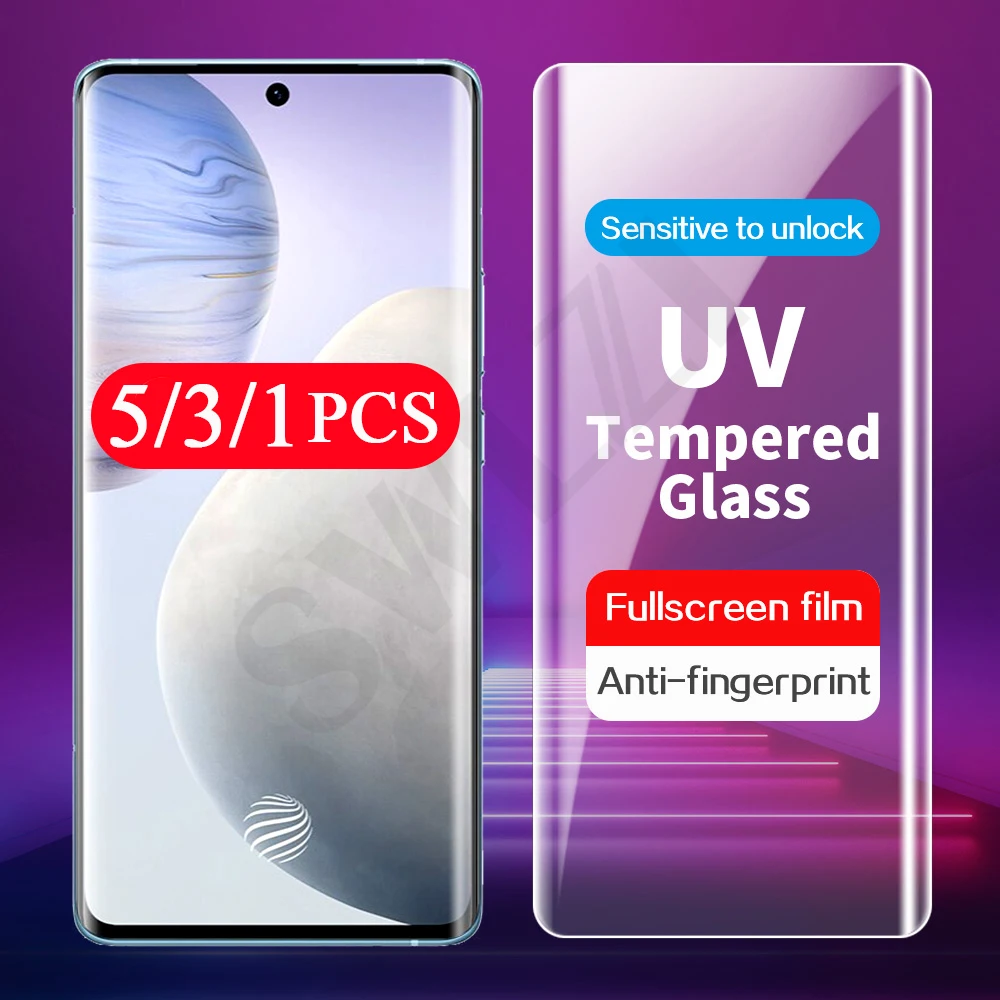 

5Pcs full cover UV Glass for vivo X60 X60T iQOO 5 x50 pro plus NEX 3 3S tempered glass phone screen protector protective film