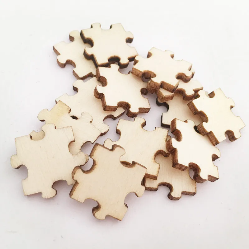 25 sztuk puste kwadratowe drewniane puzzle kawałki drewna dwustronna drewniana ozdoba DIY dla tworzenie kartek rezerwacji złomu