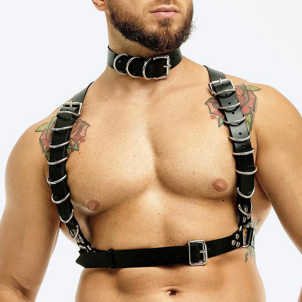 Men PU Leather Harness Jockstrap Body Harnesses Bulldog Harness Sissy Men Fetish Harness Men Bondage Harness Gay Harness Rave