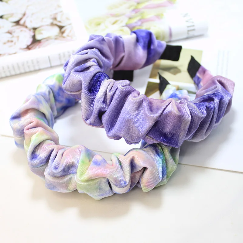 Lystrfac Velvet Padded Pleated Hairband for Women Scrunchies Headband Stylish Female Autumn Winter Vintage Hair Accessories