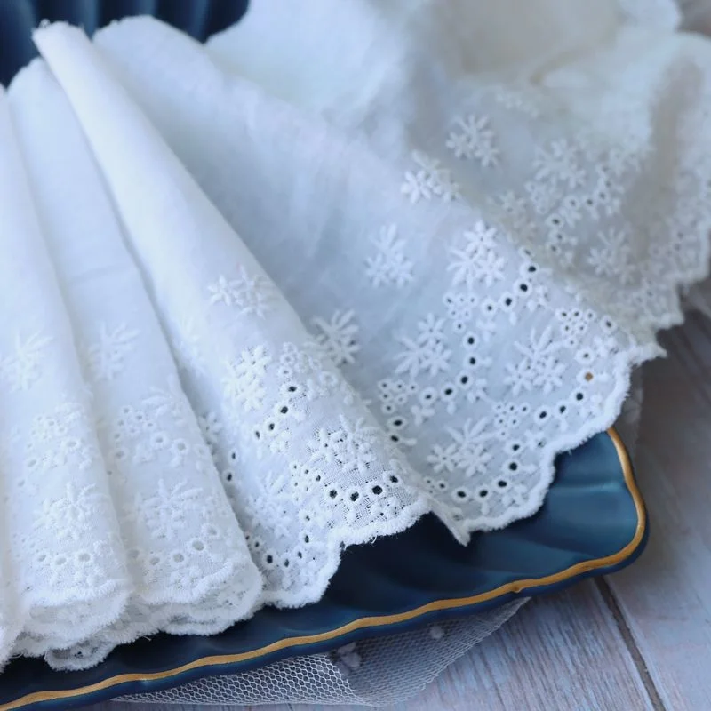 15CM Wide Exquisite White Hollow Cotton Embroidered Fringe Ribbon DIY Handmade Lace Dress Curtains Apparel Sewing Accessories