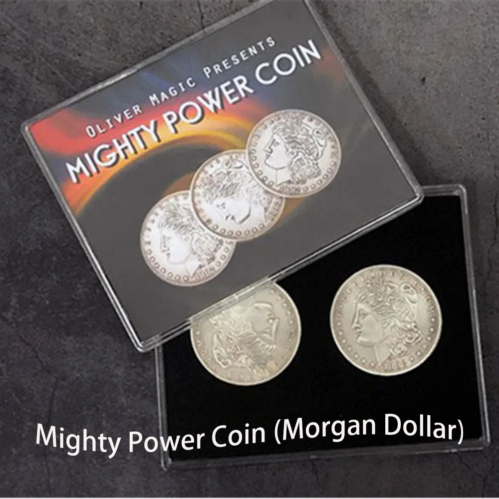 Mighty Power Coin (dollaro Morgan) di Oliver Magic Tricks Stage Close Up Magia Gimmick puntelli trasferimento di monete passa attraverso Magie