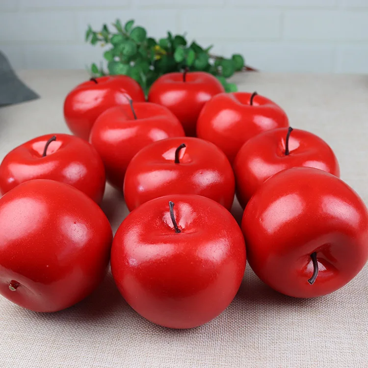 High Simulation Fruit Apple Plastic Fake Red Apples Photo Props Fruit Home Artificial Varietal Green Apples Fruit Shop Model Dec